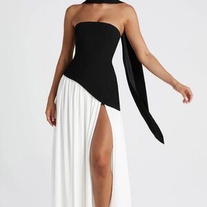 Chic Strapless Black and White Dress